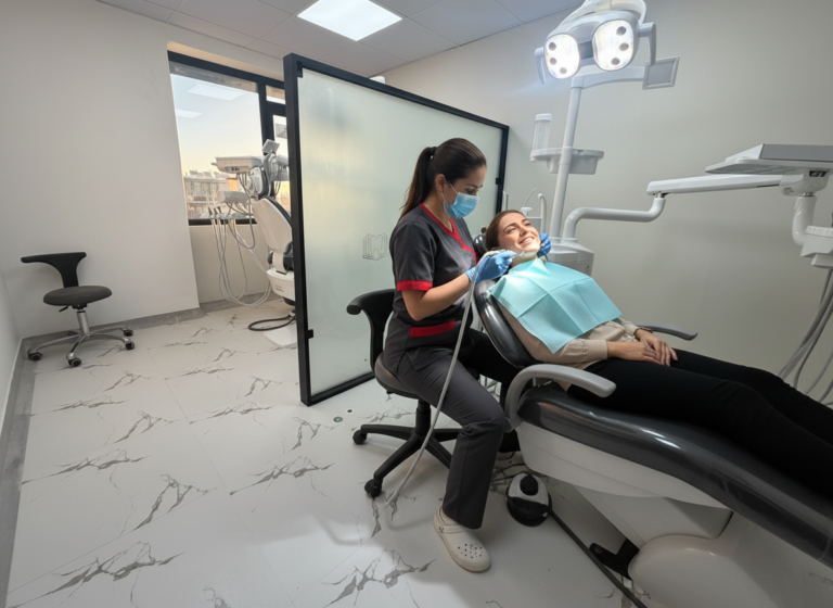 Paciente adulto recibiendo limpieza dental profesional en el Centro de Odontología Americana en Arequipa