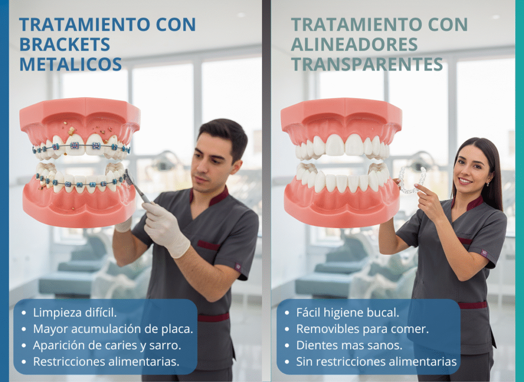 Ventajas Ortodoncia Invisible sobre brackets: higiene y comodidad.